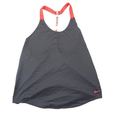 Nike Just Do It T-Back Tank Top Black Orange Racerback Womens Sleeveless Workout