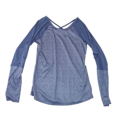 Columbia Womens Navy Blue Pebble Print Strappy Back Long Sleeve Active Top S