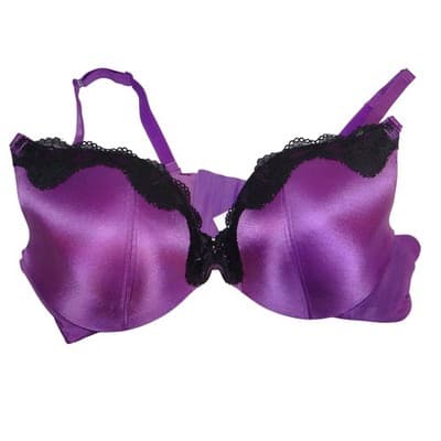 Cacique Intimates Purple Satin Black Lace Underwire Bra 44B Lane Bryant