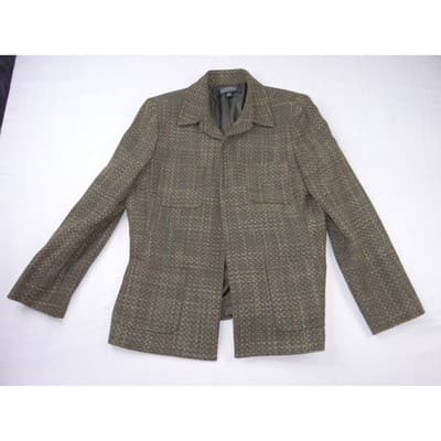 Vintage Kasper Women 14P Tweed Blazer Jacket Olive Green Brown Earth Tone Sz 14