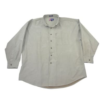 Chaps Ralph Lauren Mens XXL Khaki Tan Long Sleeve Button Down Shirt Microtexture