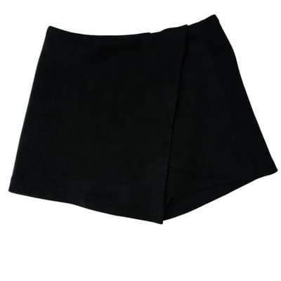 Black Wrap Skort Skirt Shorts Size M Polyester Spandex Casual