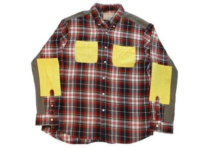 H & Dumar Men's Plaid Button-Up Shirt with Yellow Pockets and Elbow Patches, 3