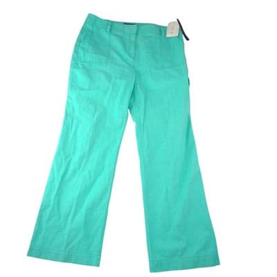 NWT-Jones Wear Sport Women Teal Green Wide Leg Cotton Pants 100% Cotton Size 16