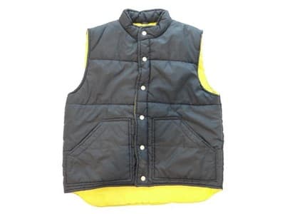 Vintage 1980s Men's Reversible Puffer Vest with Snap Buttons