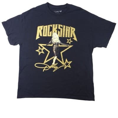 Dolly Parton Rockstar Graphic Merch Black T Shirt Black X Large Womens