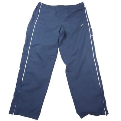 Nike Mens XL Track Pants Navy Blue Mesh Lined Side Zip Windbreaker Warmup