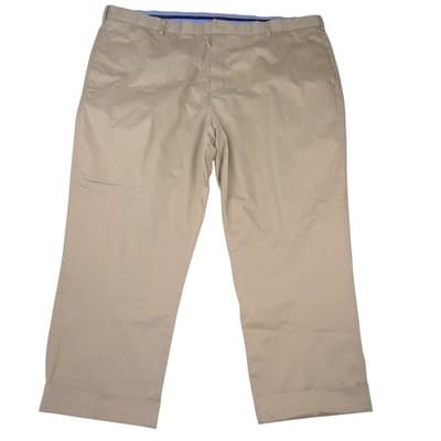 Brooks Brothers Khaki Chino Pants Mens 44x26 Stretch Waistband Cuffed Trousers
