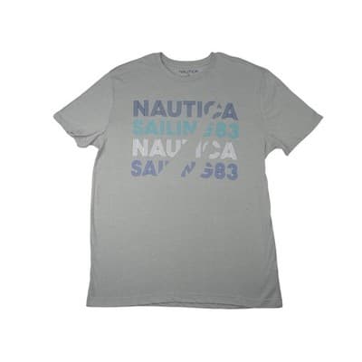 Nautica Sailin 83 Graphic T Shirt Gray XL Cotton Blend Short Sleeve Tee