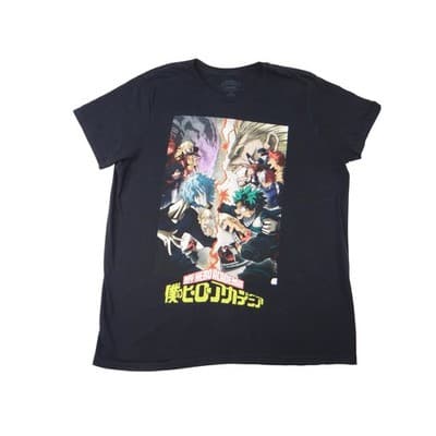 My Hero Academia Anime T Shirt 2XL Black Graphic Print Funimation Shonen Jump