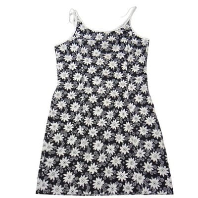Ann Taylor Loft Womens 12P Black White Daisy Floral Canvas Sundress 2094