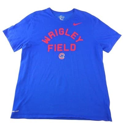 Nike Chicago Cubs Wrigley Field Dri-FIT Graphic T-Shirt Blue Mens XXL