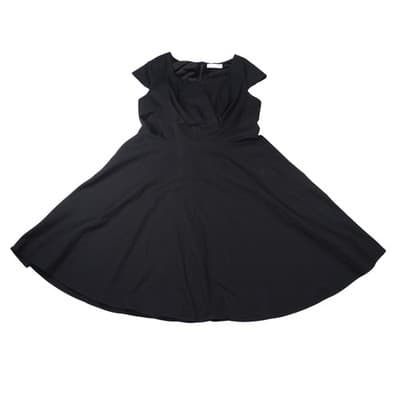 Hanpceirs Black Cap Sleeve Square Neck Fit and Flare Dress Women's XL