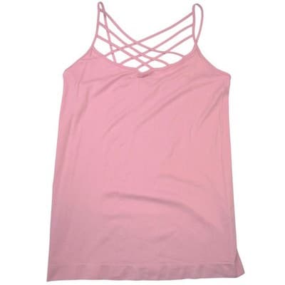 Zenana Outfitters Pink Lattice Strappy Neck Camisole Tank Top NT-6660X 1X/2X