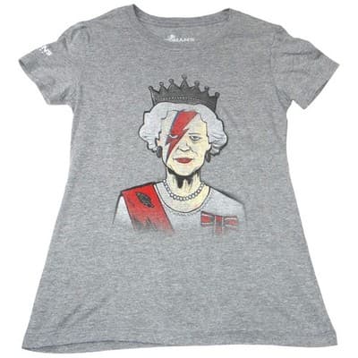 Yeomans Cask Lion Womens T Shirt Queen Elizabeth David Bowie Lightning Grey S
