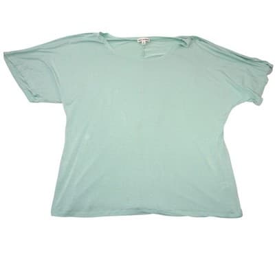 Zenana Outfitters Mint Green Dolman Sleeve Split Shoulder Top Plus Size 1X