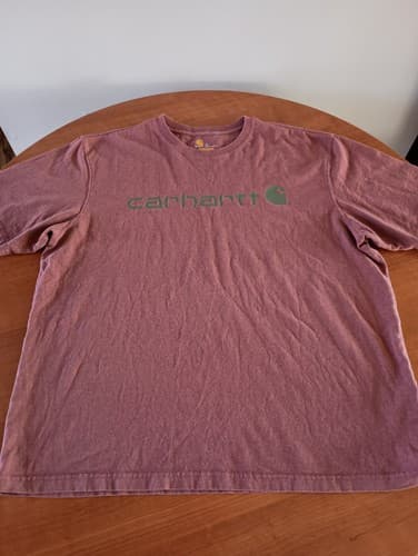 Carhartt Shirt Mens XL Maroon Short Sleeve Crew Neck Original Fit Cotton Logo