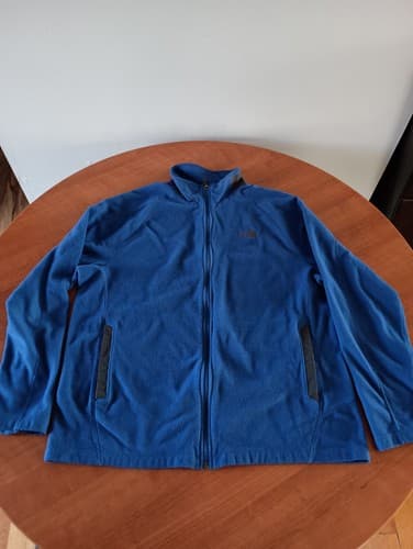 The NORTH FACE Mens Sweater XL Blue Full Zip Mock Neck Polyester Fleece Pockets