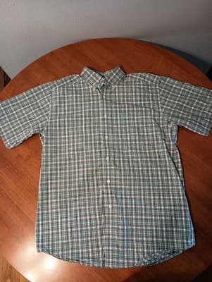 Ariat Pro Series Men’s Short Sleeve Button Up Shirt Plaid Blue Size Medium