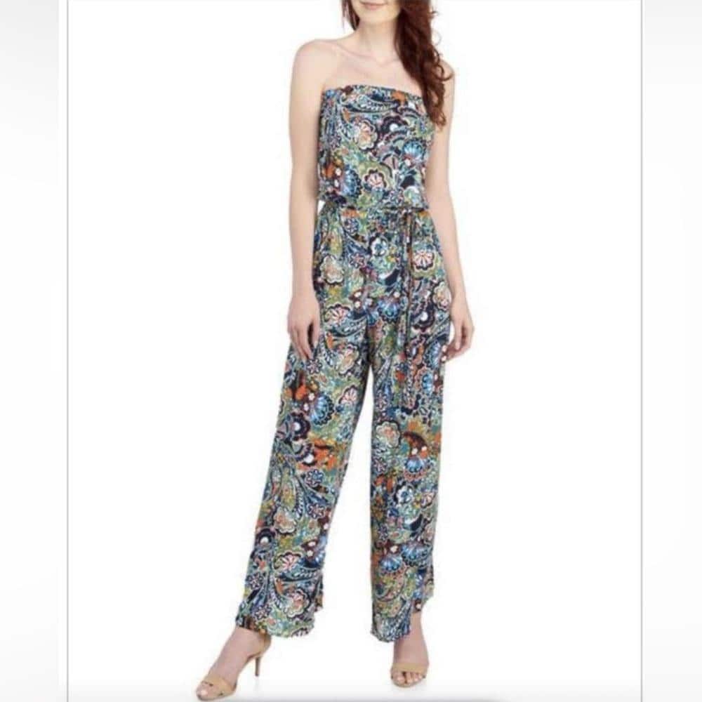 MSK Floral Paisley Strapless Jumpsuit New! XL