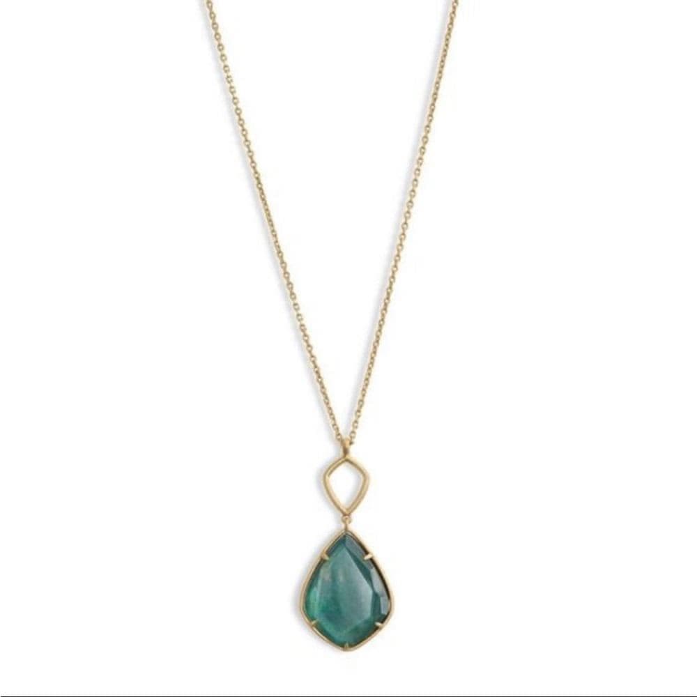 Lucky Brand Reversible Green Stone & Druzy Pendant Necklace