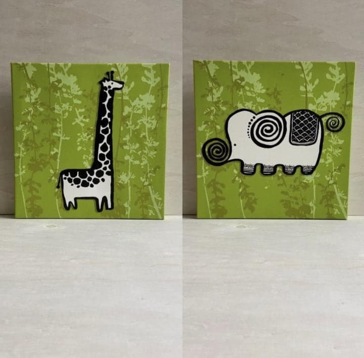 Wee Gallery” Elephant & Giraffe Canvas