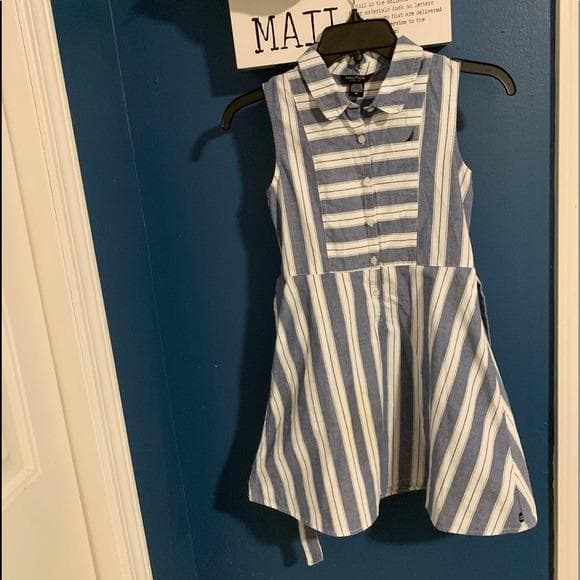 Nautica Girls Striped Blue/White Dress