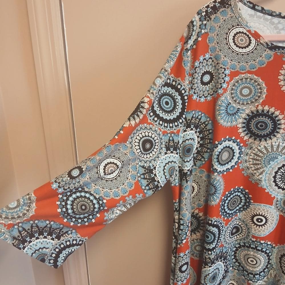 Crew Neck Bandana Print Midi Dress