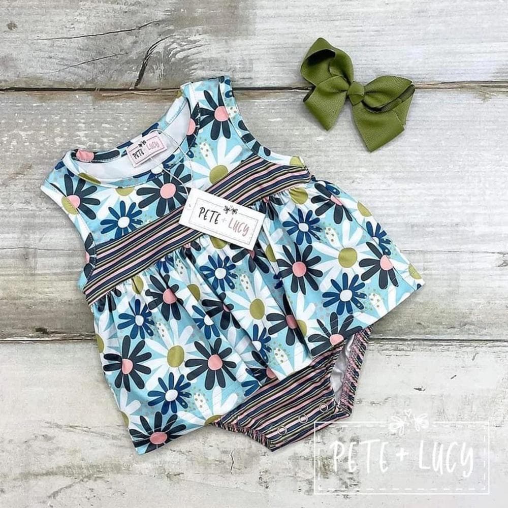 Daisy Days” Infant Girl's Skirted Romper (9-12M) by Pete + Lucy