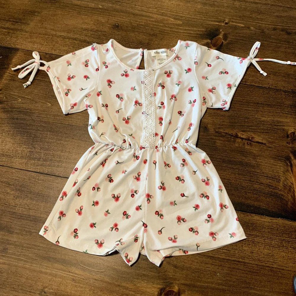 Boutique Romper-Pink/Deep Pink Roses Size 5