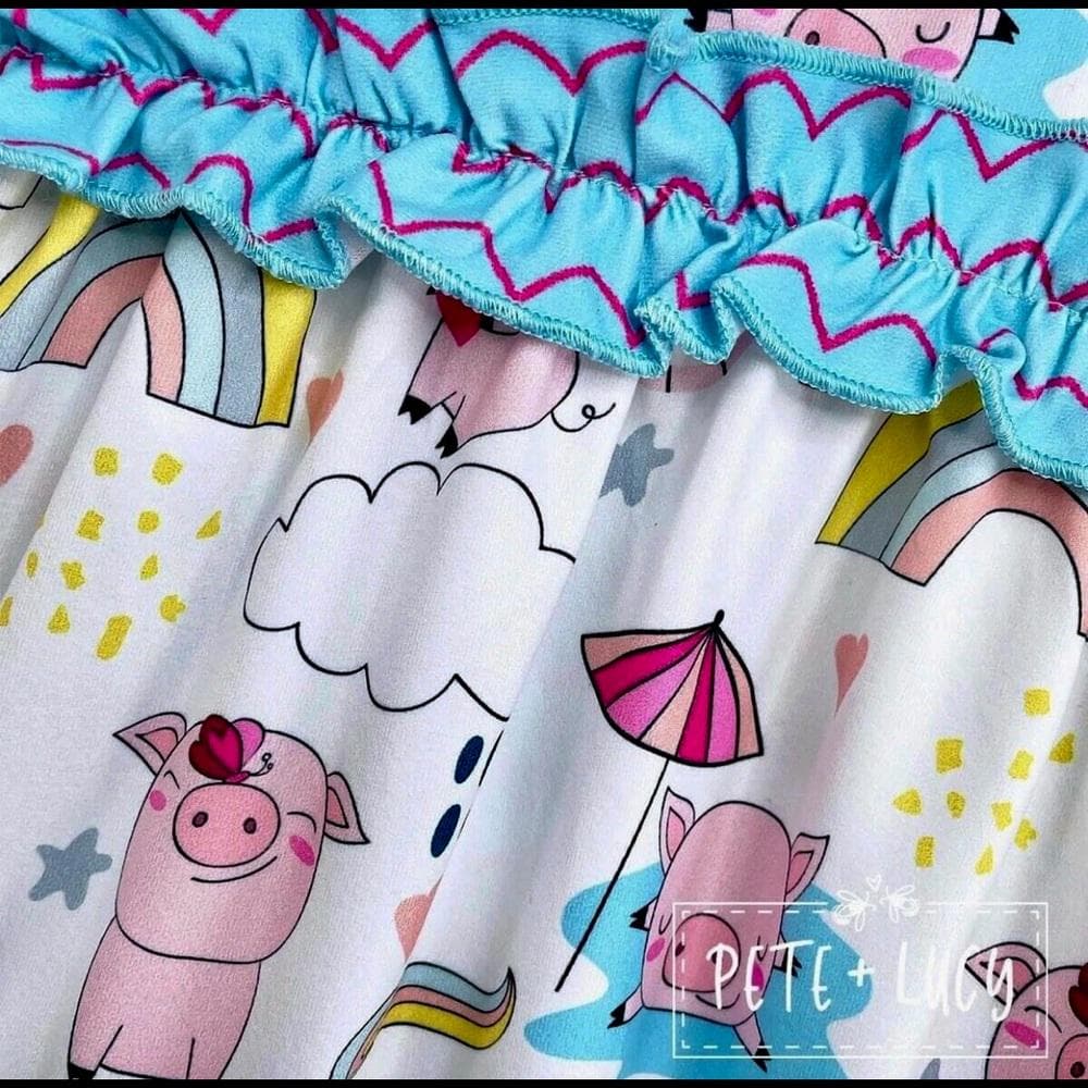 Piggy Party” NWT Boutique Dress by Pete + Lucy Girls 7/8