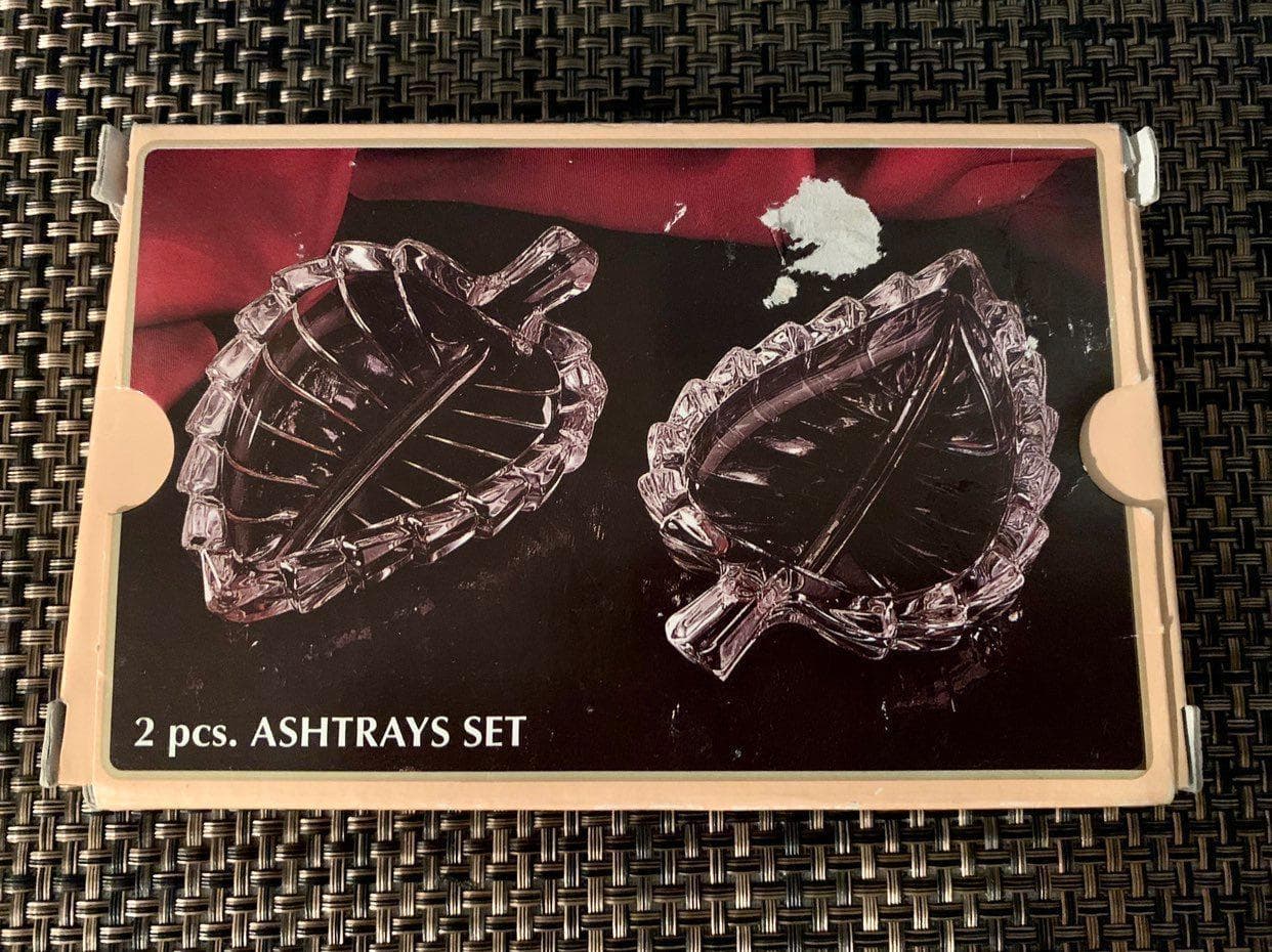 Ashtray Set Mid-century Vintage Italy- Crystal Pair from 1950’s
