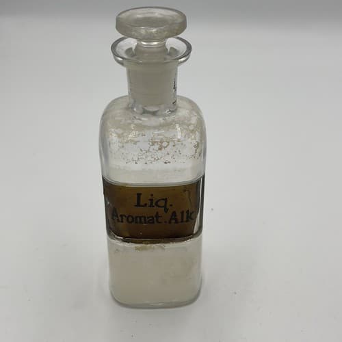 Antique 6" Apothecary Lic Aromat Alk Glass Medicine Bottle w/stopper 1880s