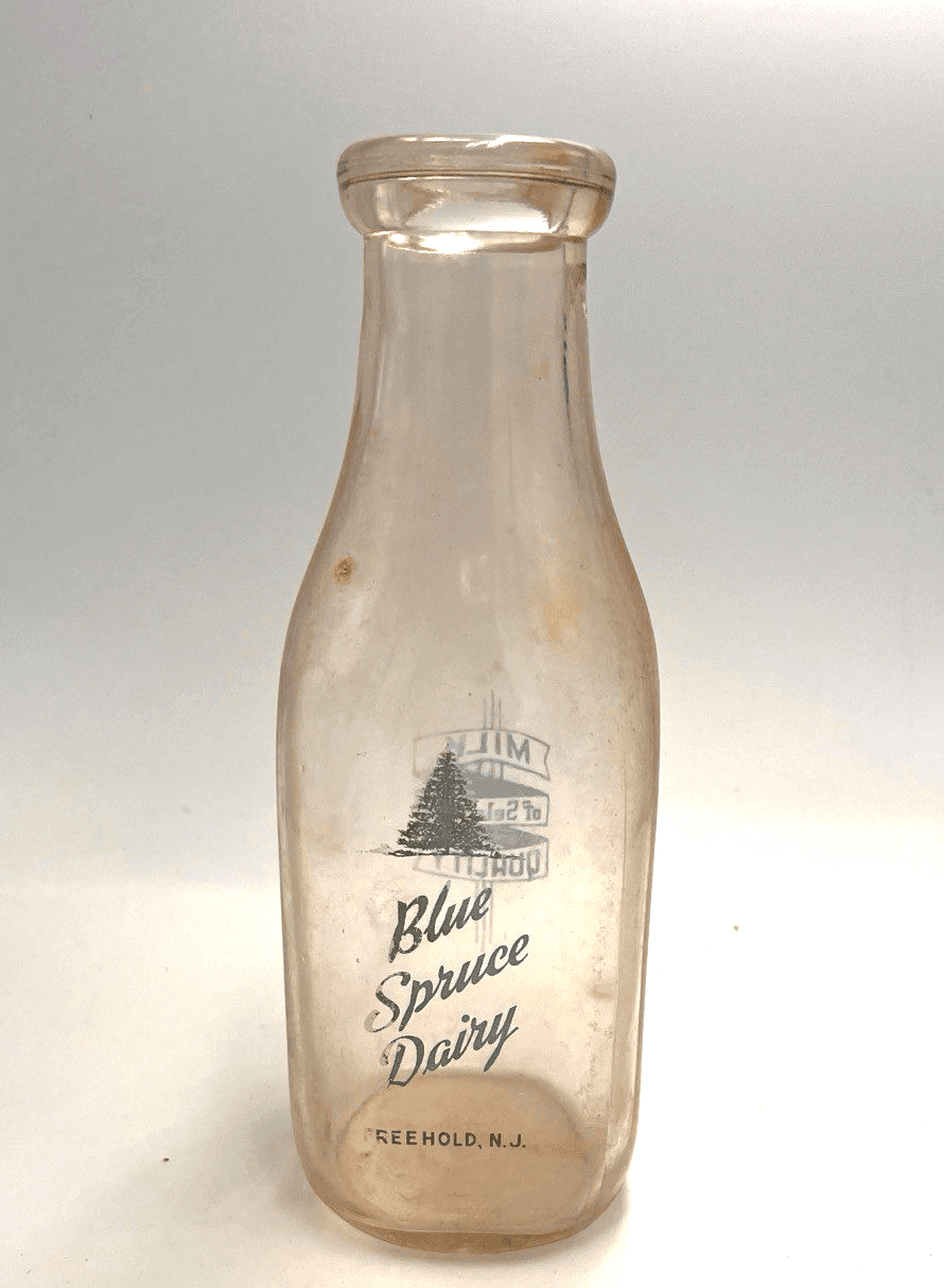 Blue Spruce Dairy Freehold NJ New Jersey one quart milk bottle ( rare)