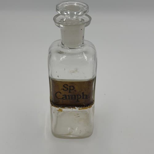 Antique 6" Apothecary Sp Camph Glass Medicine Bottle w/stopper 1880s