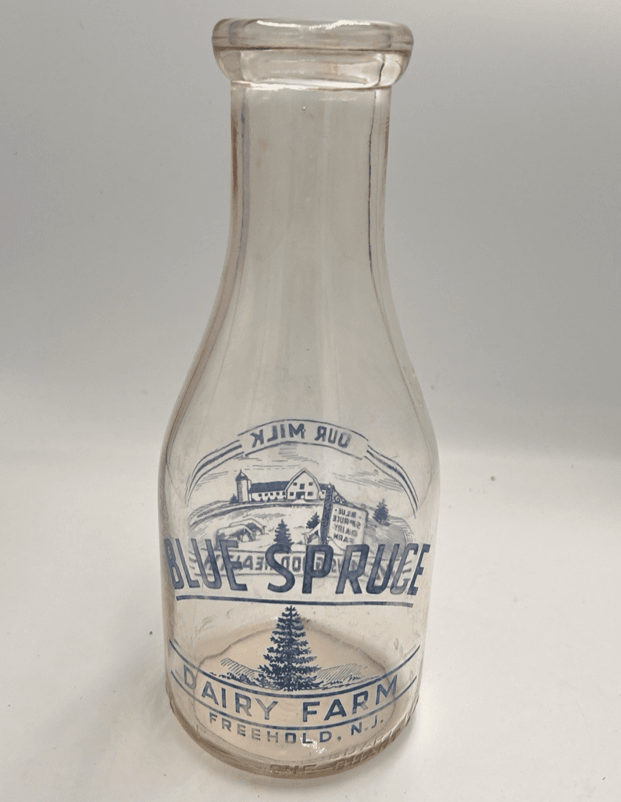 Blue Spruce Dairy Farm Freehold NJ New Jersey one quart milk bottle ( rare)
