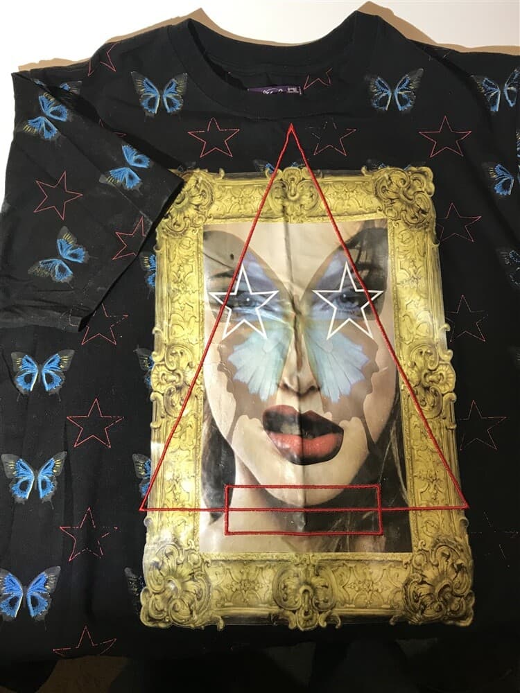 Double Needle Men's T-Shirt Black, Butterflies, 2XL ( XXL)