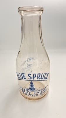 Blue Spruce Dairy Freehold NJ New Jersey one quart milk bottle ( rare)