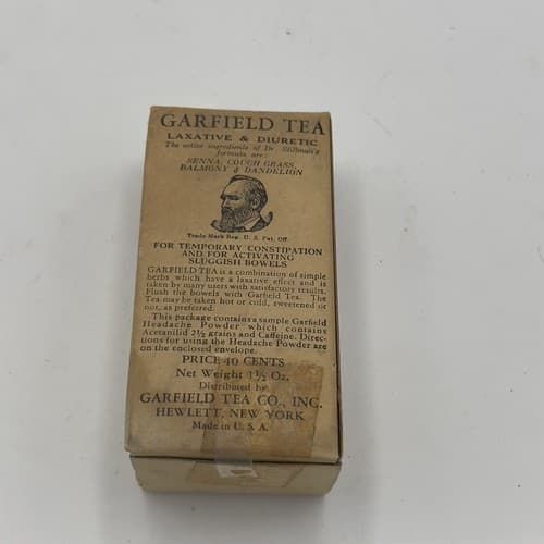 c1920s Garfield Tea Laxative & Diuretic Advertising Medical Tea Box,empty