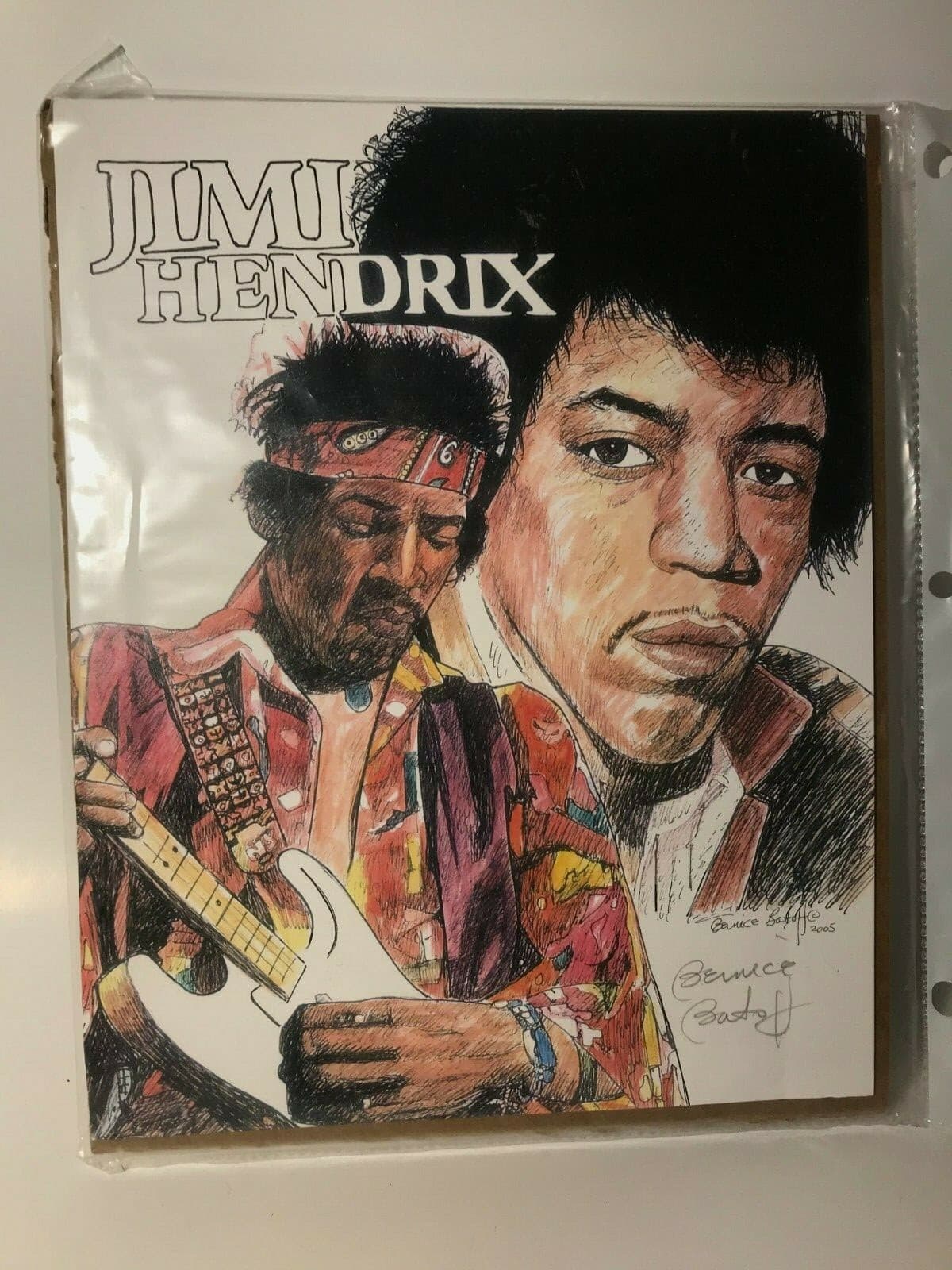 Jimi Hendrix Tribute Litho Print Signed Bernice Batoff 2005