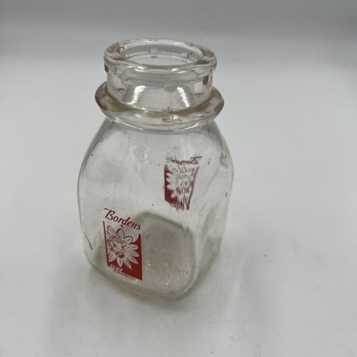 Vintage Bordens Elsie Cow Half & Half Mini Glass Bottle