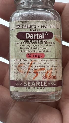 Vintage Searle Dartal dihydrochloride Clear Bottle EMPTY , no contents