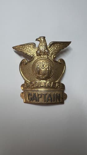 Vintage Obsolete New Jersey Hat Cap Police Badge Captain