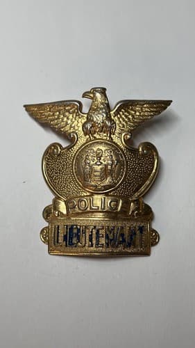 Vintage Obsolete New Jersey Hat Cap Police Badge Lieutenant