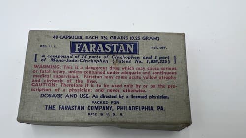 Vintage Farastan Cinchophen Compound , Collectible for Display only
