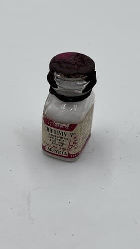 RARE Vintage Grifulvin McNeil Clear Glass Medicine Bottle as display/collectible