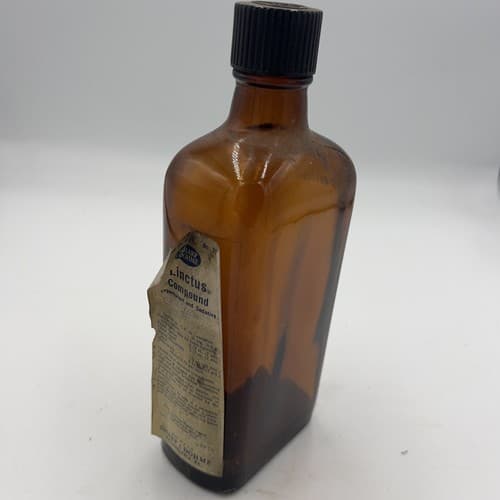 Rare Vintage Linctus Codeine Bottle Sharpe Dohme 16oz Amber SPASAVER 1930's
