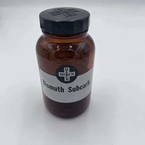 4.75'' Merck Bismut Subcarbonate EMPTY Amber Apothecary Pharmacy Bottle