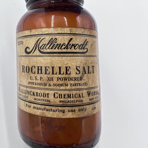 Vintage Mallinckrodt Rochelle Salt EMPTY Apothecary Pharmacy Bottle