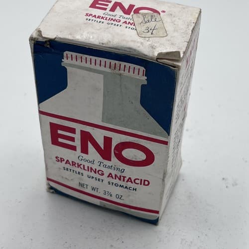 Vintage Eno Antacid Bottle with Original Box Unopen Advertisment
